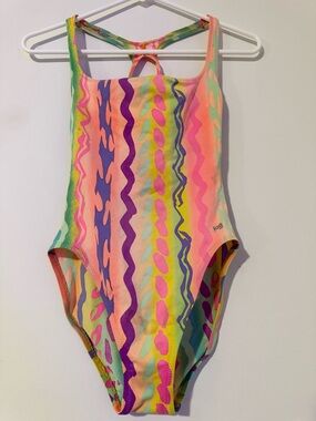 Vintage Jag One Piece Swimsuit Colorful Abstract Pattern